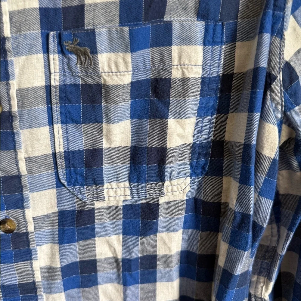 Men’s M Blue Plaid Abercrombie and Fitch Long Sleeve Preppy Casual Button Up - Picture 2 of 6